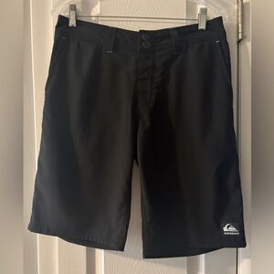 Quiksilver Black Boardshorts with Teal Stitching